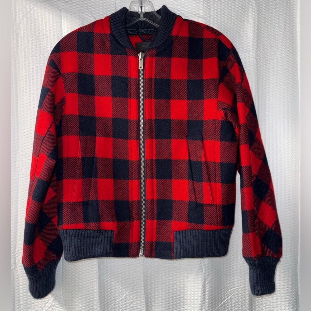 J Crew buffalo check bomber jacket made of wool Size 2